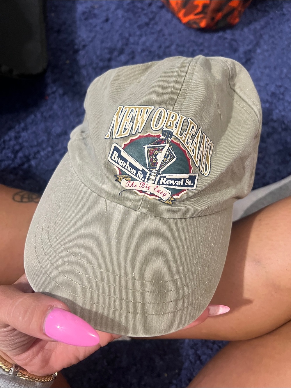 New Orleans Embroidered Baseball Cap - Olive Green